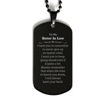 To My Sister In Law Gifts, Never give up no matter what, Inspirational Sister In Law Black Dog Tag, Encouragement Birthday Christmas Unique Gifts For Sister In Law