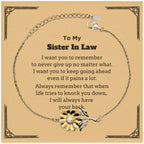To My Sister In Law Gifts, Never give up no matter what, Inspirational Sister In Law Sunflower Bracelet, Encouragement Birthday Christmas Unique Gifts For Sister In Law