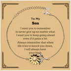 To My Son Gifts, Never give up no matter what, Inspirational Son Sunflower Bracelet, Encouragement Birthday Christmas Unique Gifts For Son