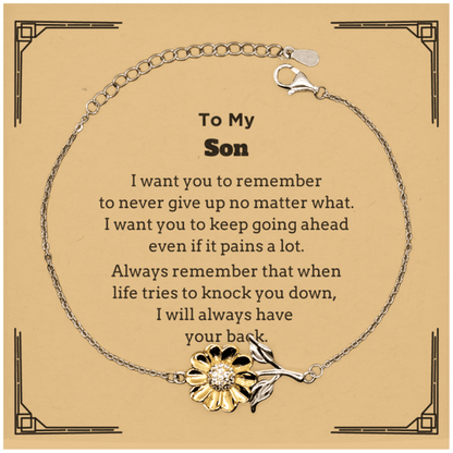 To My Son Gifts, Never give up no matter what, Inspirational Son Sunflower Bracelet, Encouragement Birthday Christmas Unique Gifts For Son - Mallard Moon Gift Shop