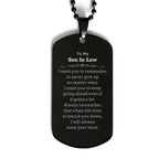To My Son In Law Gifts, Never give up no matter what, Inspirational Son In Law Black Dog Tag, Encouragement Birthday Christmas Unique Gifts For Son In Law
