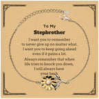 To My Stepbrother Gifts, Never give up no matter what, Inspirational Stepbrother Sunflower Bracelet, Encouragement Birthday Christmas Unique Gifts For Stepbrother