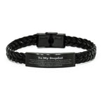 To My Stepdad Gifts, Never give up no matter what, Inspirational Stepdad Braided Leather Bracelet, Encouragement Birthday Christmas Unique Gifts For Stepdad