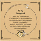 To My Stepdad Gifts, Never give up no matter what, Inspirational Stepdad Sunflower Bracelet, Encouragement Birthday Christmas Unique Gifts For Stepdad