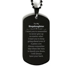 To My Stepdaughter Gifts, Never give up no matter what, Inspirational Stepdaughter Black Dog Tag, Encouragement Birthday Christmas Unique Gifts For Stepdaughter
