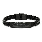 To My Stepdaughter Gifts, Never give up no matter what, Inspirational Stepdaughter Braided Leather Bracelet, Encouragement Birthday Christmas Unique Gifts For Stepdaughter