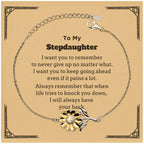To My Stepdaughter Gifts, Never give up no matter what, Inspirational Stepdaughter Sunflower Bracelet, Encouragement Birthday Christmas Unique Gifts For Stepdaughter