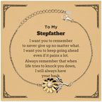 To My Stepfather Gifts, Never give up no matter what, Inspirational Stepfather Sunflower Bracelet, Encouragement Birthday Christmas Unique Gifts For Stepfather