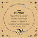 To My Stepmom Gifts, Inspirational Stepmom Sunflower Bracelet, Sentimental Birthday Christmas Unique Gifts For Stepmom Behind you, all your memories, before you, all your dreams, around you, all who love you, within you, all you need