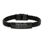 To My Stepmom Gifts, Never give up no matter what, Inspirational Stepmom Braided Leather Bracelet, Encouragement Birthday Christmas Unique Gifts For Stepmom
