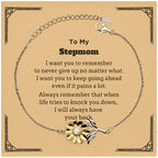 To My Stepmom Gifts, Never give up no matter what, Inspirational Stepmom Sunflower Bracelet, Encouragement Birthday Christmas Unique Gifts For Stepmom