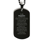 To My Stepsister Gifts, Never give up no matter what, Inspirational Stepsister Black Dog Tag, Encouragement Birthday Christmas Unique Gifts For Stepsister