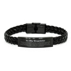 To My Stepsister Gifts, Never give up no matter what, Inspirational Stepsister Braided Leather Bracelet, Encouragement Birthday Christmas Unique Gifts For Stepsister