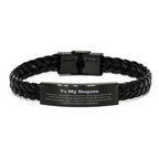 To My Stepson Gifts, Never give up no matter what, Inspirational Stepson Braided Leather Bracelet, Encouragement Birthday Christmas Unique Gifts For Stepson