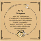 To My Stepson Gifts, Never give up no matter what, Inspirational Stepson Sunflower Bracelet, Encouragement Birthday Christmas Unique Gifts For Stepson