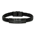 To My Wife Gifts, Never give up no matter what, Inspirational Wife Braided Leather Bracelet, Encouragement Birthday Christmas Unique Gifts For Wife