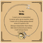 To My Wife Gifts, Never give up no matter what, Inspirational Wife Sunflower Bracelet, Encouragement Birthday Christmas Unique Gifts For Wife