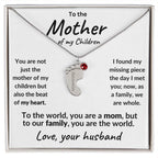 To the Mother of my Children Baby Feet Engraved Charms with Birthstone Necklace