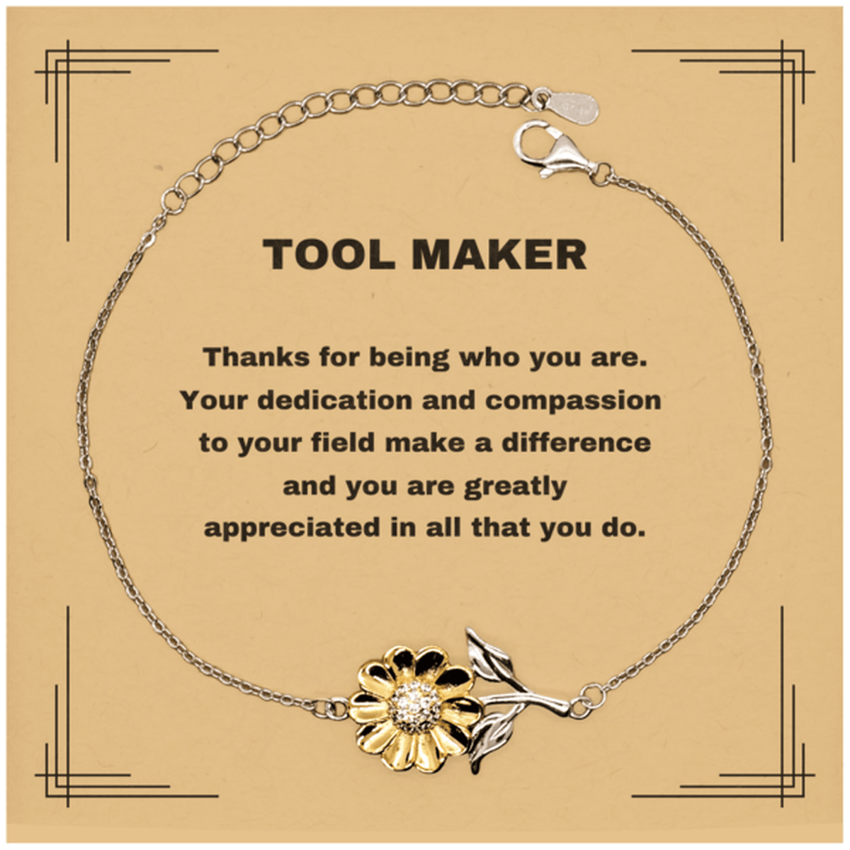 Tool MakerSunflower Bracelet - Thanks for being who you are - Birthday Christmas Jewelry Gifts Coworkers Colleague Boss - Mallard Moon Gift Shop