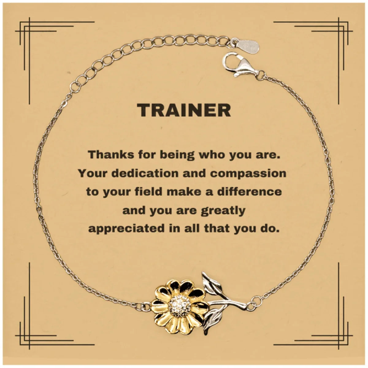 TrainerSunflower Bracelet - Thanks for being who you are - Birthday Christmas Jewelry Gifts Coworkers Colleague Boss