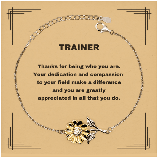 TrainerSunflower Bracelet - Thanks for being who you are - Birthday Christmas Jewelry Gifts Coworkers Colleague Boss - Mallard Moon Gift Shop