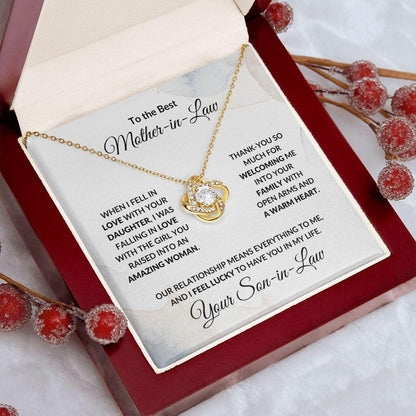 To the Best Mother-in-Law Love Knot Necklace From Son-in-Law - Mallard Moon Gift Shop