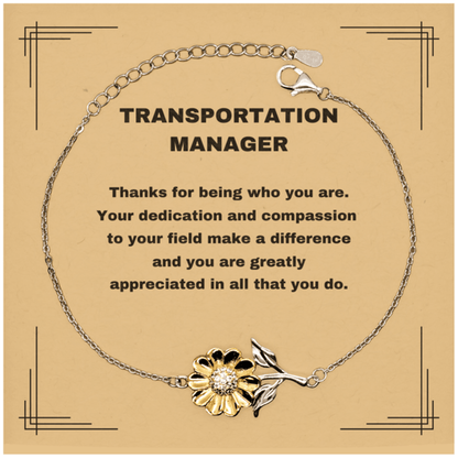 Transportation ManagerSunflower Bracelet - Thanks for being who you are - Birthday Christmas Jewelry Gifts Coworkers Colleague Boss - Mallard Moon Gift Shop