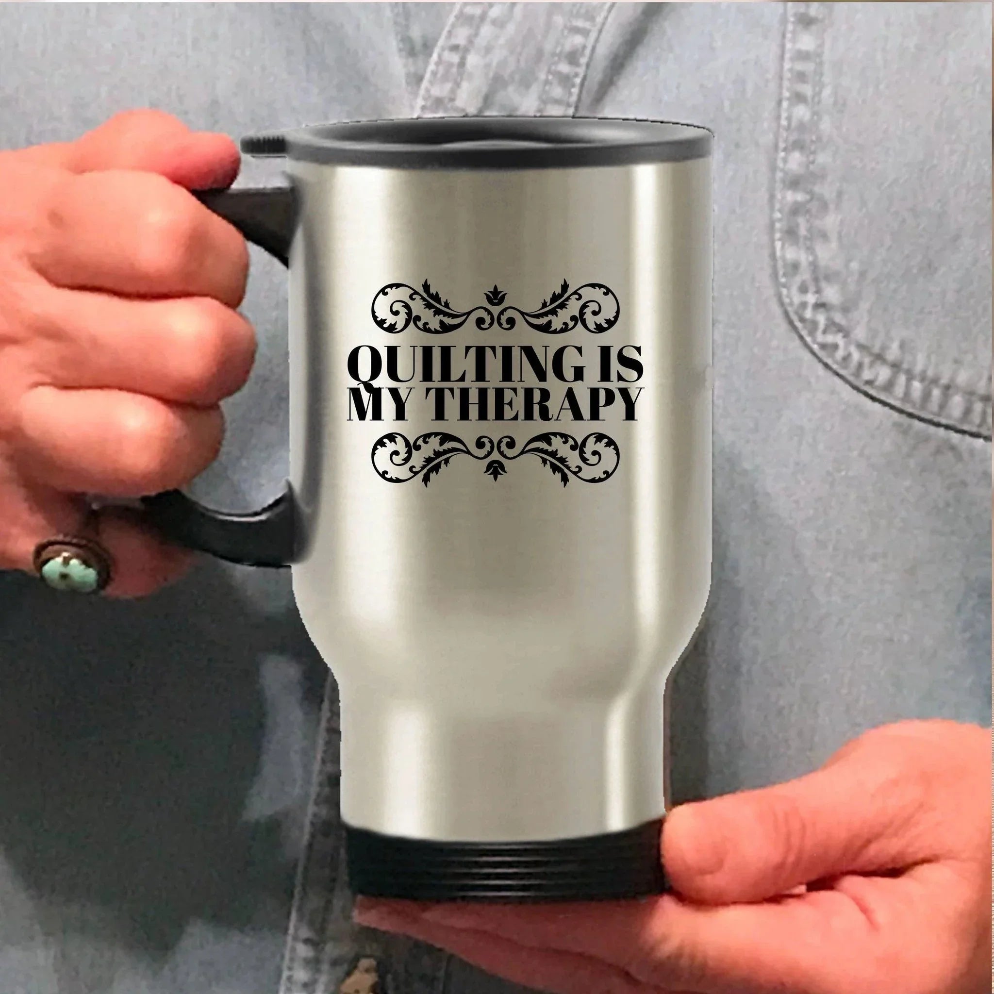 Quilting is My Therapy Ceramic Coffee Mug Travel Mug Gift for Quilter