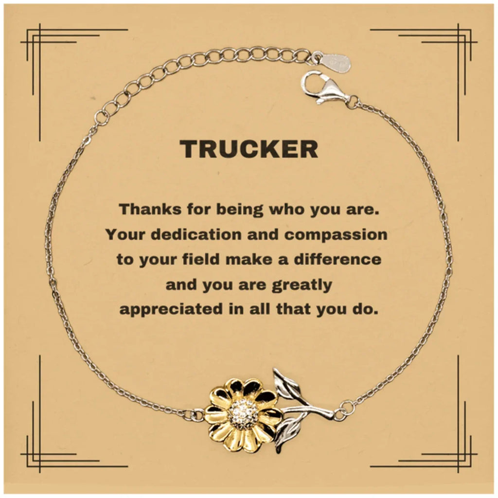 TruckerSunflower Bracelet - Thanks for being who you are - Birthday Christmas Jewelry Gifts Coworkers Colleague Boss
