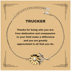 TruckerSunflower Bracelet - Thanks for being who you are - Birthday Christmas Jewelry Gifts Coworkers Colleague Boss