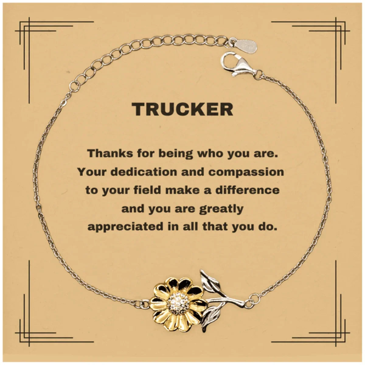TruckerSunflower Bracelet - Thanks for being who you are - Birthday Christmas Jewelry Gifts Coworkers Colleague Boss