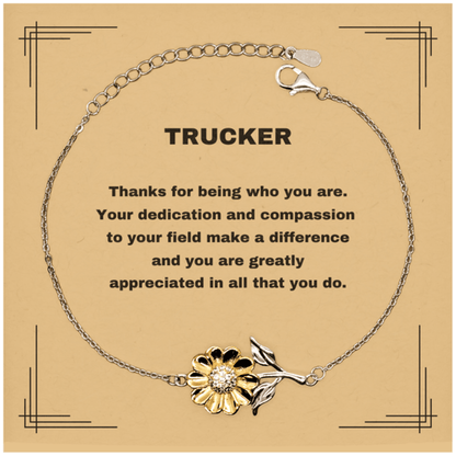 TruckerSunflower Bracelet - Thanks for being who you are - Birthday Christmas Jewelry Gifts Coworkers Colleague Boss - Mallard Moon Gift Shop