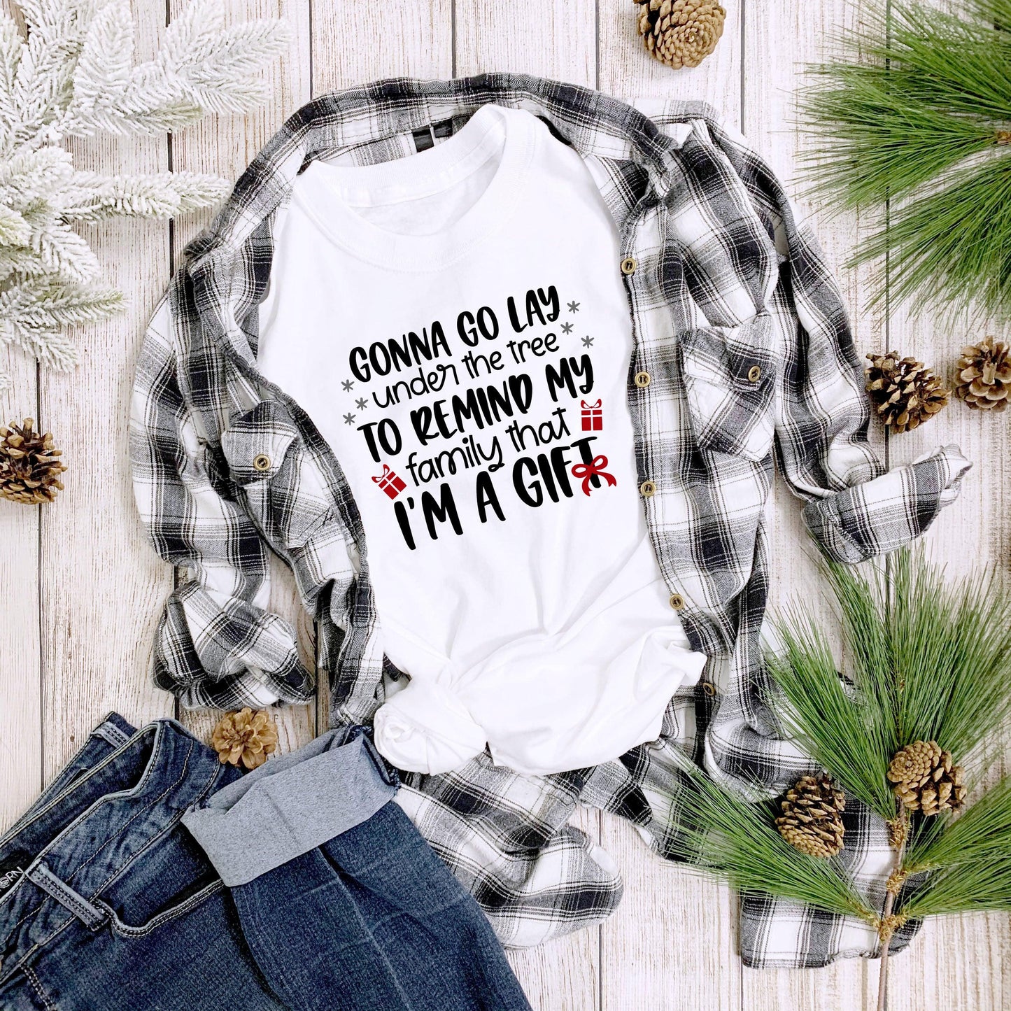 Funny Christmas Tee Shirt -Gonna lay under the tree - Mallard Moon Gift Shop