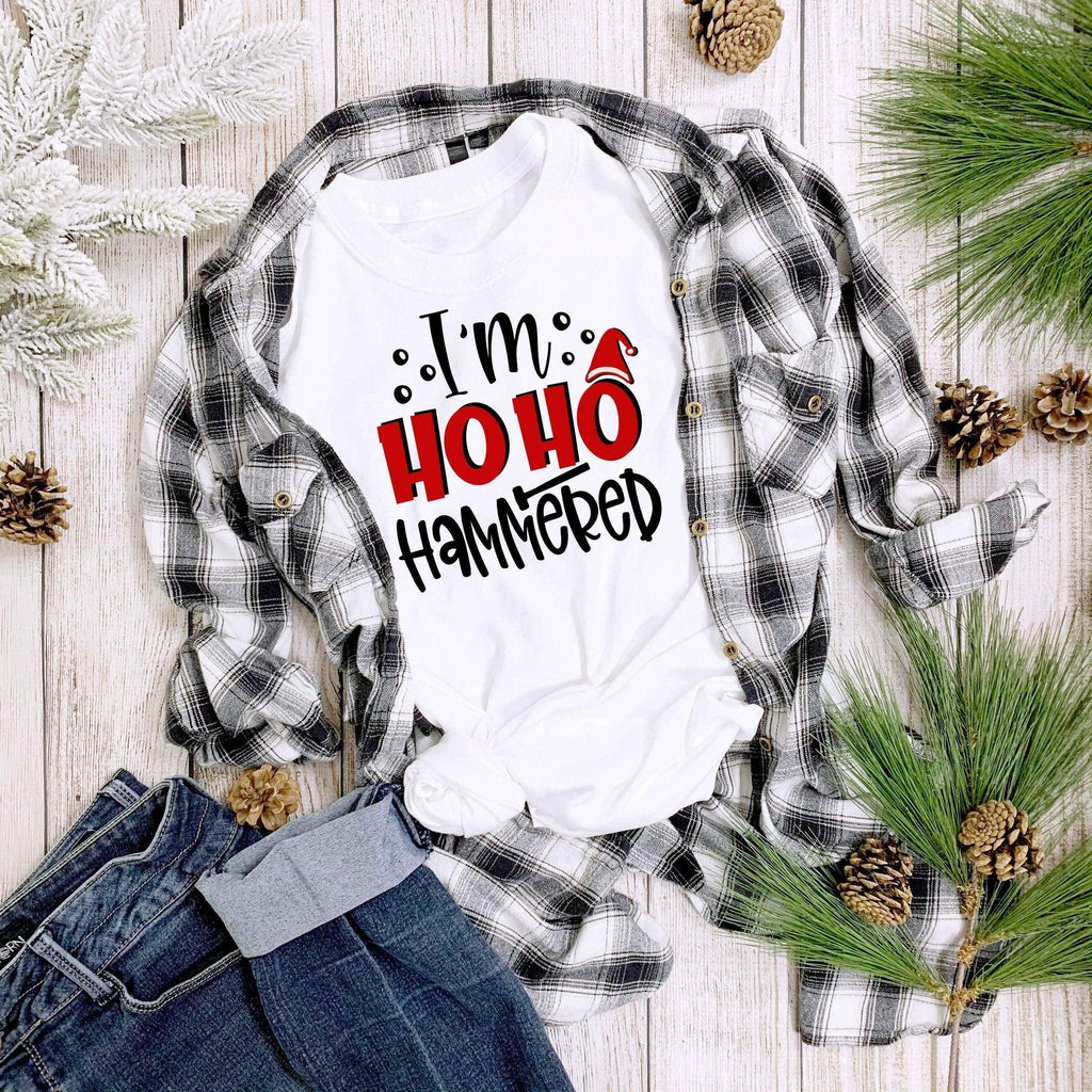 Funny Holiday Tee Shirt -I'm Ho Ho Hammered