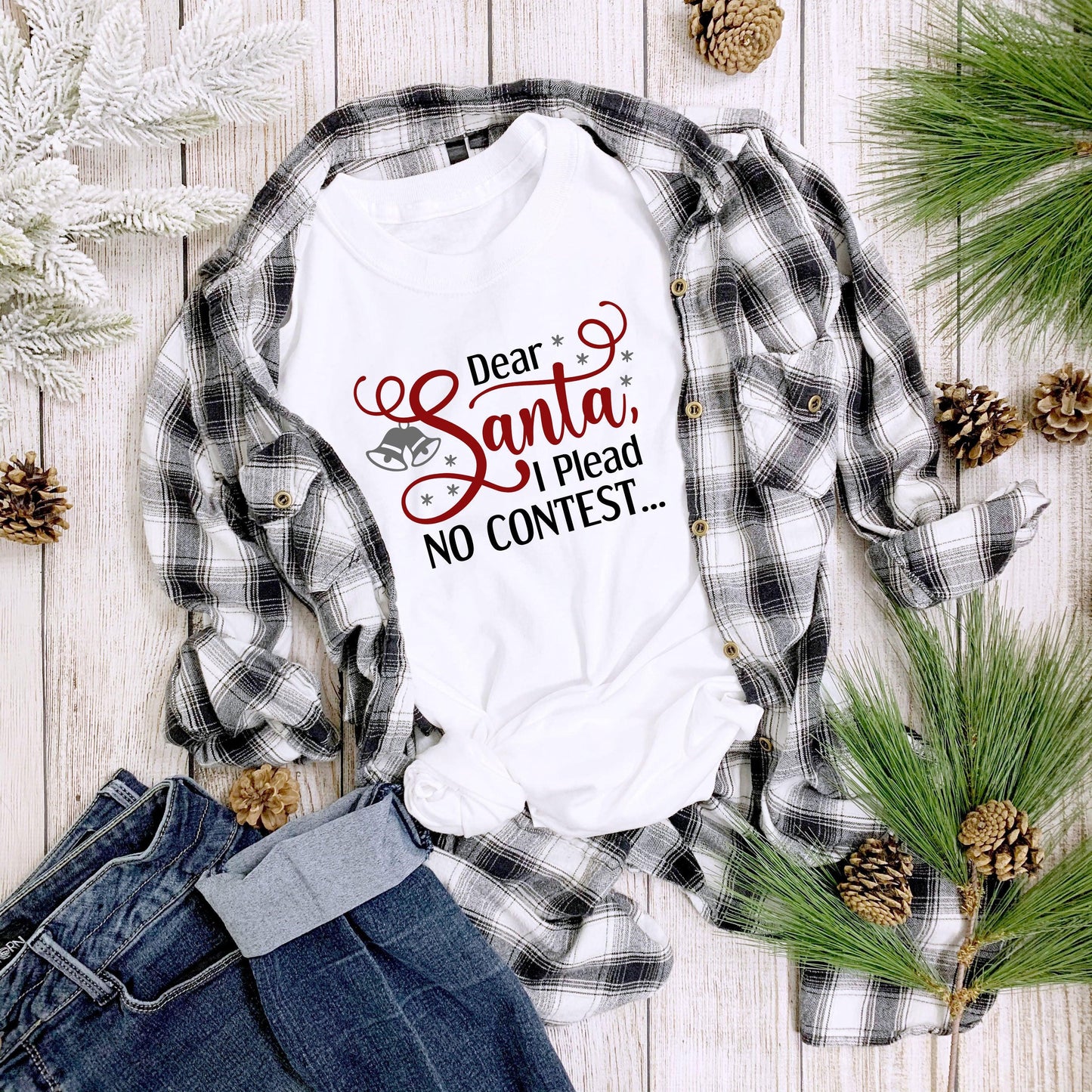 Funny Santa Tee Shirt - I plead no contest - Mallard Moon Gift Shop