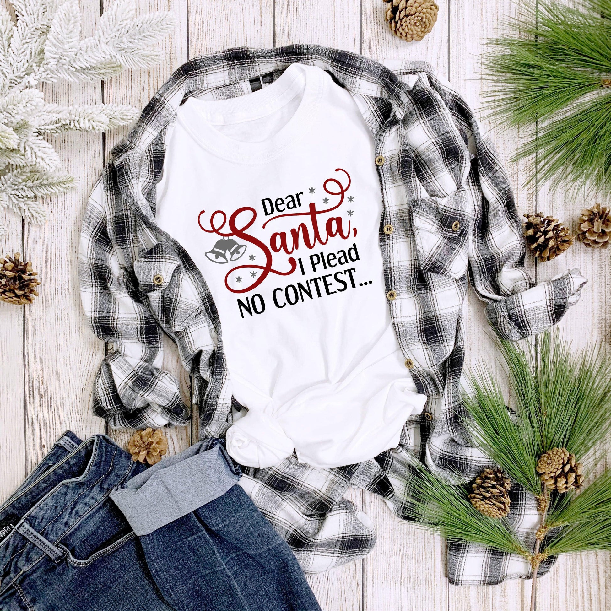 Funny Santa Tee Shirt - I plead no contest - Mallard Moon Gift Shop