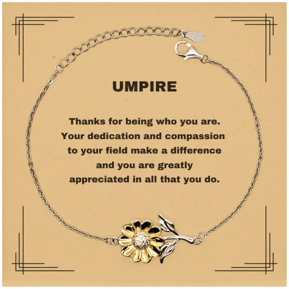UmpireSunflower Bracelet - Thanks for being who you are - Birthday Christmas Jewelry Gifts Coworkers Colleague Boss
