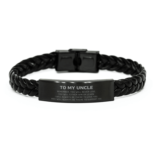 Uncle Gifts, To My Uncle Remember, you will never lose. You will either WIN or LEARN, Keepsake Braided Leather Bracelet For Uncle Engraved, Birthday Christmas Gifts Ideas For Uncle X-mas Gifts - Mallard Moon Gift Shop