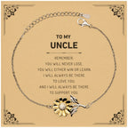 Uncle Gifts, To My Uncle Remember, you will never lose. You will either WIN or LEARN, Keepsake Sunflower Bracelet For Uncle Card, Birthday Christmas Gifts Ideas For Uncle X-mas Gifts