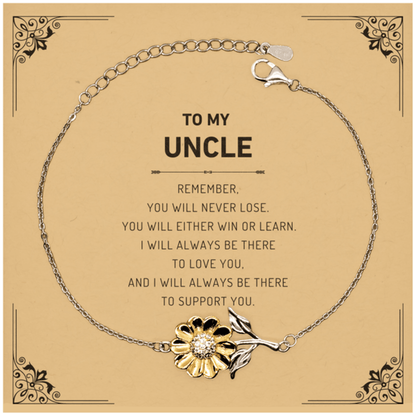 Uncle Gifts, To My Uncle Remember, you will never lose. You will either WIN or LEARN, Keepsake Sunflower Bracelet For Uncle Card, Birthday Christmas Gifts Ideas For Uncle X-mas Gifts - Mallard Moon Gift Shop