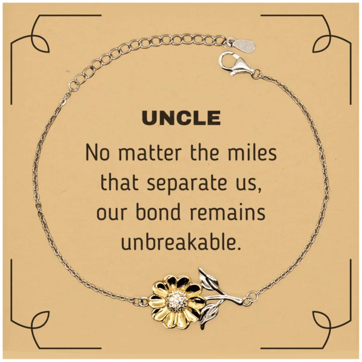 Uncle Long Distance Relationship Gifts, No matter the miles that separate us, Cute Love Sunflower Bracelet For Uncle, Birthday Christmas Unique Gifts For Uncle