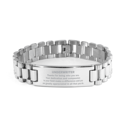 Underwriter Ladder Stainless Steel Engraved Bracelet - Thanks for being who you are - Birthday Christmas Jewelry Gifts Coworkers Colleague Boss - Mallard Moon Gift Shop