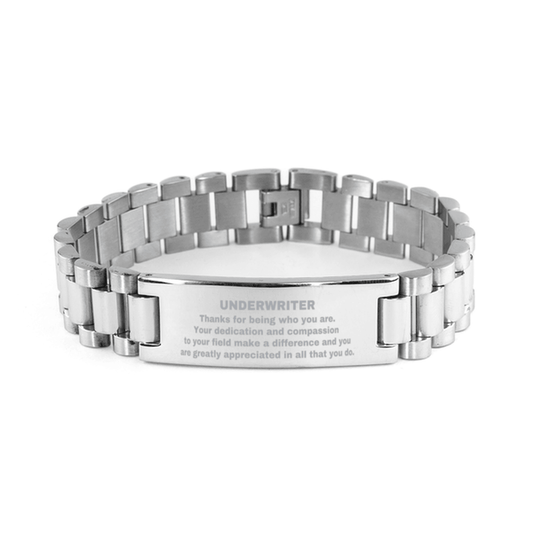 Underwriter Ladder Stainless Steel Engraved Bracelet - Thanks for being who you are - Birthday Christmas Jewelry Gifts Coworkers Colleague Boss - Mallard Moon Gift Shop