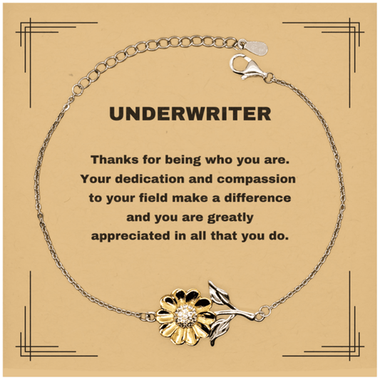 UnderwriterSunflower Bracelet - Thanks for being who you are - Birthday Christmas Jewelry Gifts Coworkers Colleague Boss - Mallard Moon Gift Shop