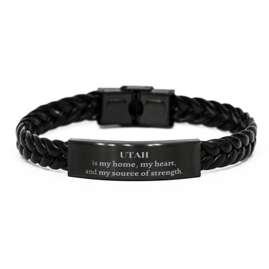 Utah is my home Gifts, Lovely Utah Birthday Christmas Braided Leather Bracelet For People from Utah, Men, Women, Friends - Mallard Moon Gift Shop