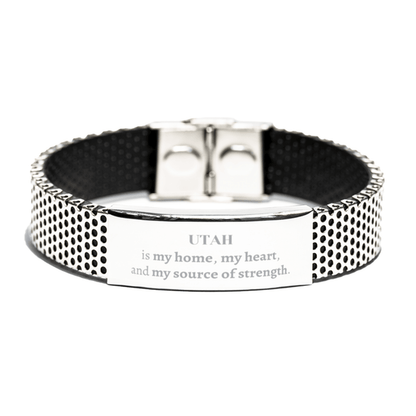 Utah is my home Gifts, Lovely Utah Birthday Christmas Stainless Steel Bracelet For People from Utah, Men, Women, Friends - Mallard Moon Gift Shop