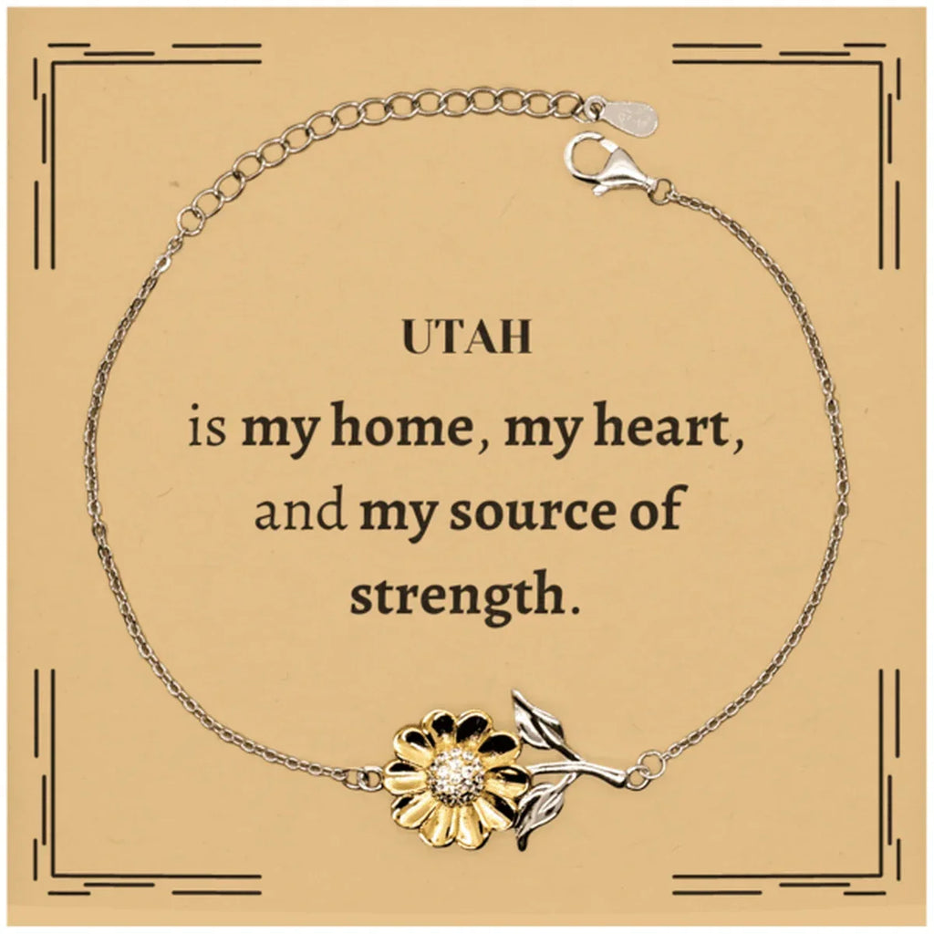 Utah is my home Gifts, Lovely Utah Birthday Christmas Sunflower Bracelet For People from Utah, Men, Women, Friends
