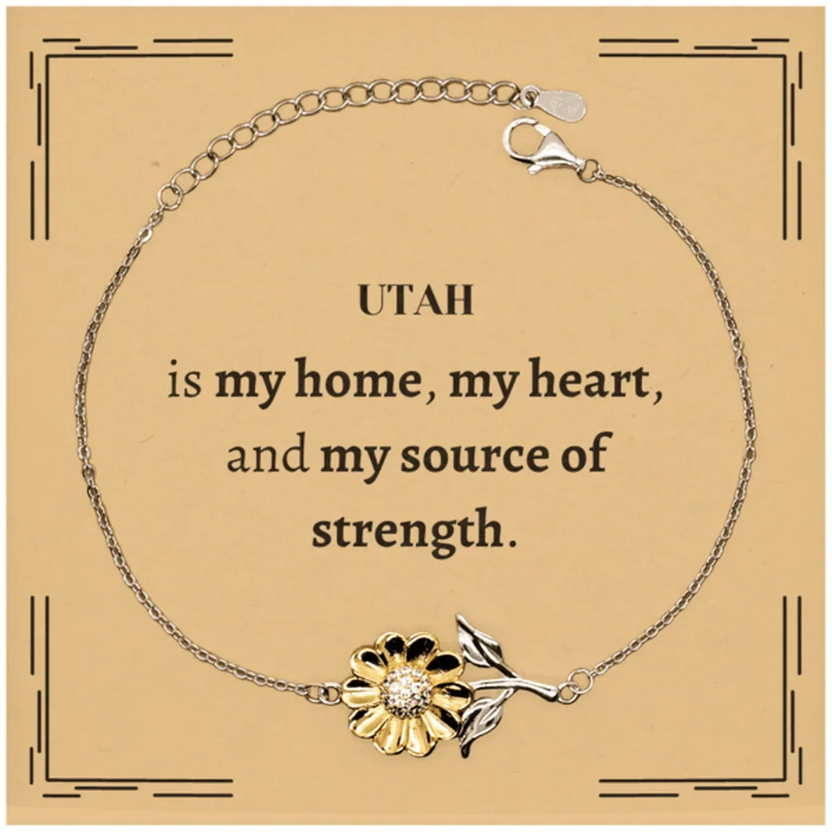 Utah is my home Gifts, Lovely Utah Birthday Christmas Sunflower Bracelet For People from Utah, Men, Women, Friends