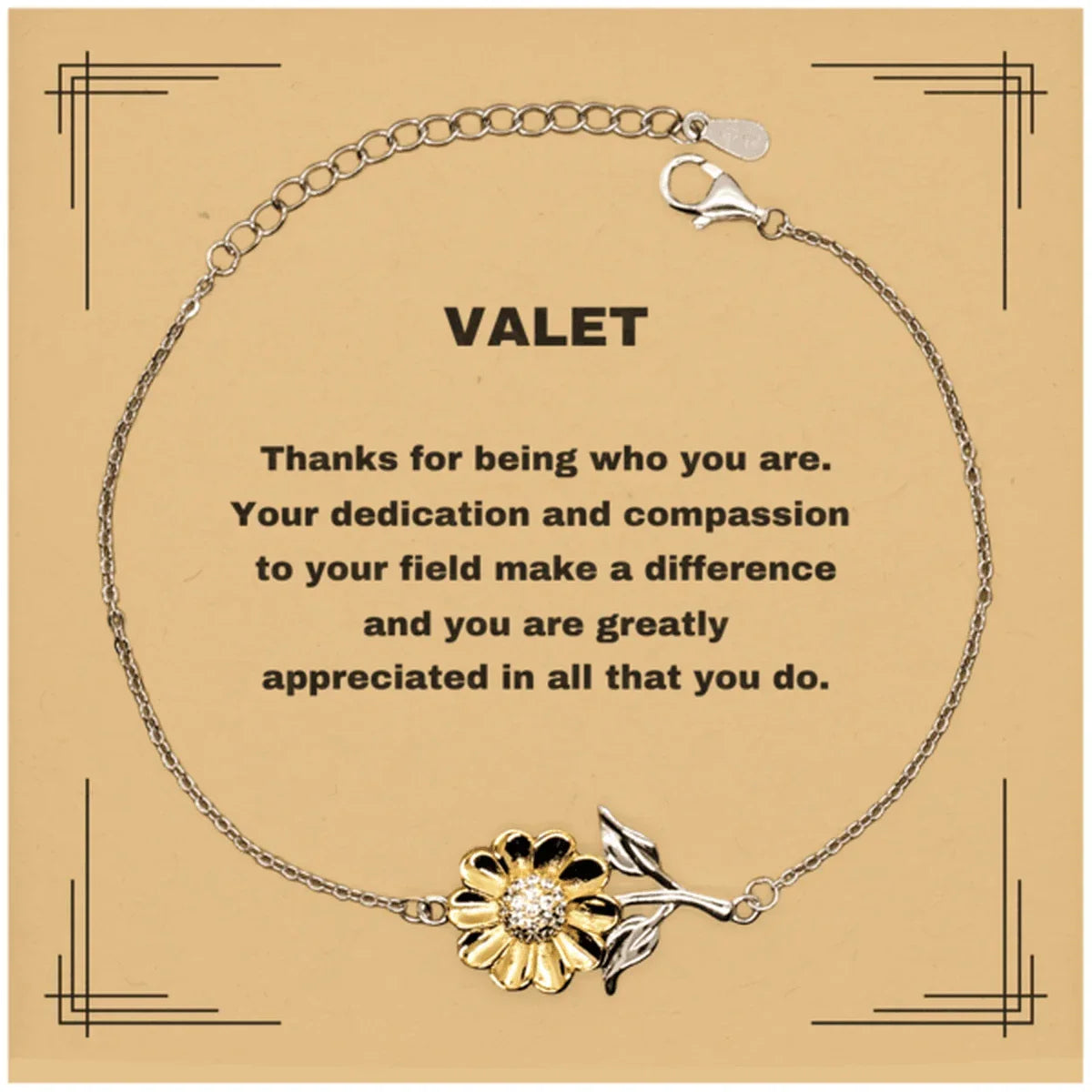 ValetSunflower Bracelet - Thanks for being who you are - Birthday Christmas Jewelry Gifts Coworkers Colleague Boss