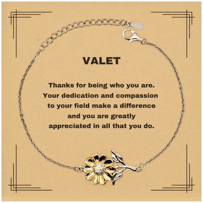 ValetSunflower Bracelet - Thanks for being who you are - Birthday Christmas Jewelry Gifts Coworkers Colleague Boss - Mallard Moon Gift Shop